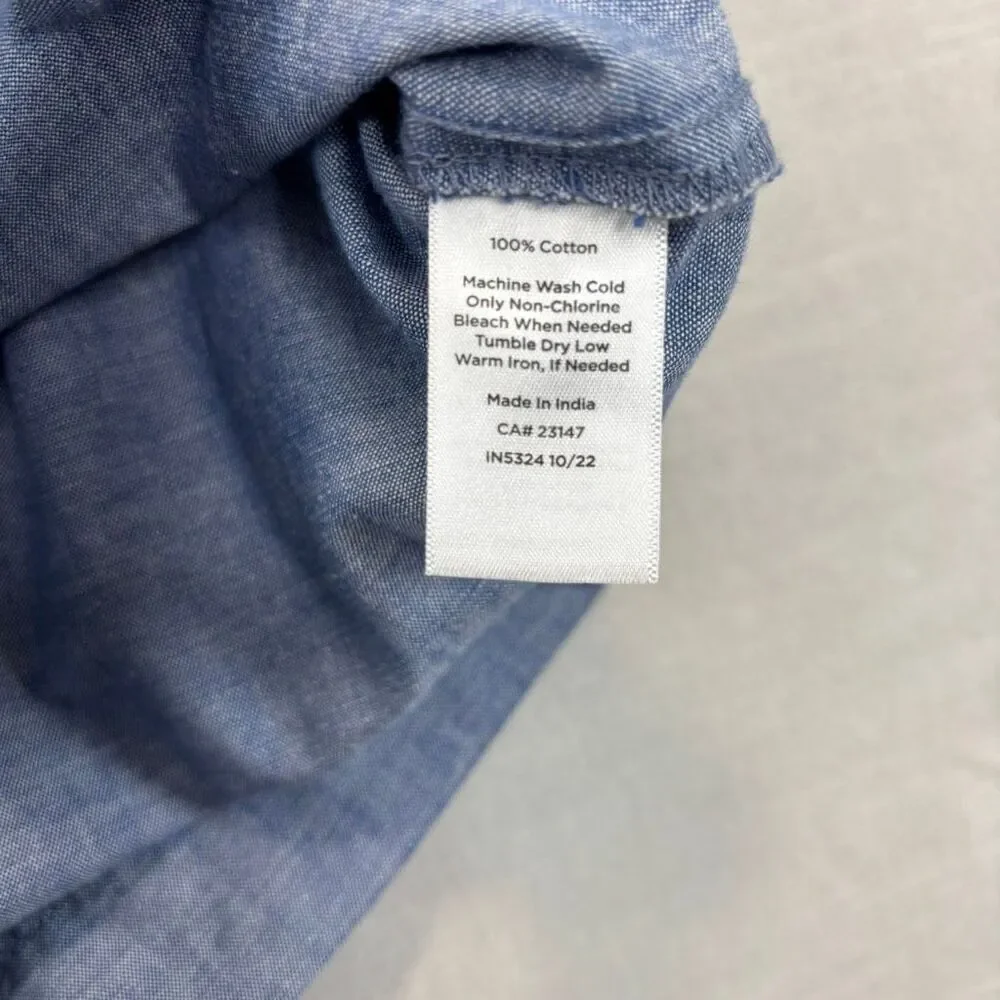 Talbots Plus Women's Size 18W Plus Chambray Blue Belted A Line Skirt